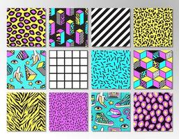 Set of seamless patterns in 80s-90s memphis style. vector