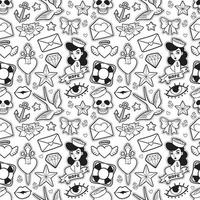 Old school seamless pattern in rockabilly style. vector