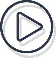 Play icon for media player button interface. Video and audio player navigations symbol in line design style. png