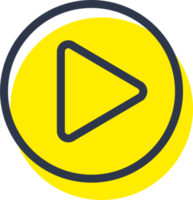 Play icon for media player button interface. Video and audio player navigations symbol in line design style. png