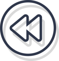 ícone para trás para a interface do botão do media player. símbolo de navegação de player de vídeo e áudio no estilo de design de linha. png