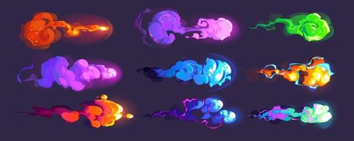 Gun effect, space blasters or magic explosion set vector