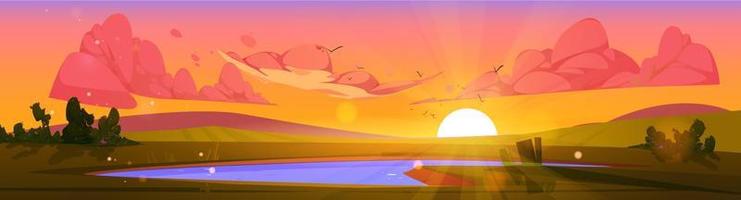 Cartoon nature landscape sunset backgrounds vector