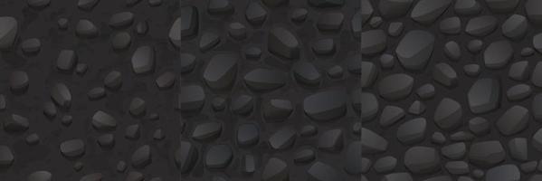 Game seamless patterns with stone and rock texture vector