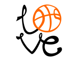 Love basketball typography design png