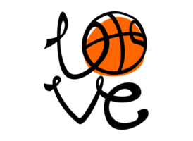 Love basketball typography design png