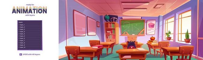 Parallax background with school classroom vector