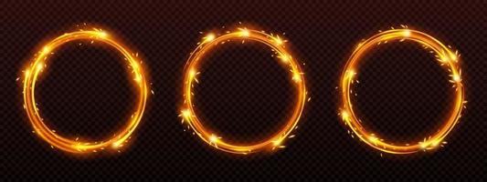 Circle frames with fire sparkle motion effect vector