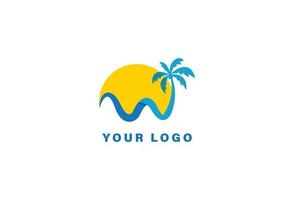 Beach Island logo design template vector