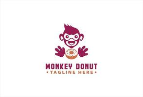 plantilla de diseño de logotipo de donut de mono vector