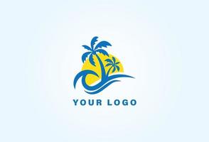 Beach Island logo design template vector