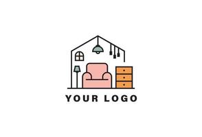 Furniture Interior logo design template vector