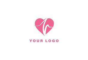 Heart beat logo design template vector