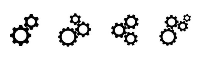 Gear mechanism icon set of 4, design element suitable for websites, print design or app vector