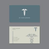 Blue and white doctor business card with medicine logo vector