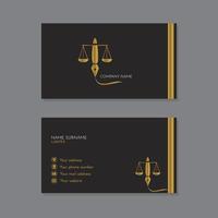 Dark lawyer business card with gold pencil logo vector