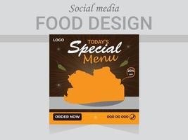 Vector Social Media Post Design Template. Modern restaurant and fast food poster layout.