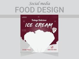 Vector Social Media Post Design Template. Modern restaurant and fast food poster layout.