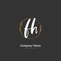 FH Initial handwriting and signature logo design with circle. Beautiful design handwritten logo for fashion, team, wedding, luxury logo. vector