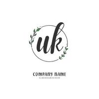 UK Initial handwriting and signature logo design with circle. Beautiful design handwritten logo for fashion, team, wedding, luxury logo. vector