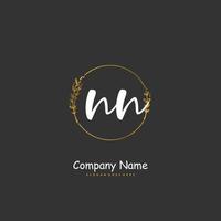 NN Initial handwriting and signature logo design with circle. Beautiful design handwritten logo for fashion, team, wedding, luxury logo. vector