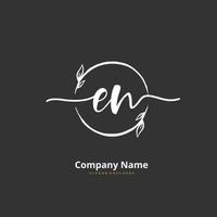 EN Initial handwriting and signature logo design with circle. Beautiful design handwritten logo for fashion, team, wedding, luxury logo. vector