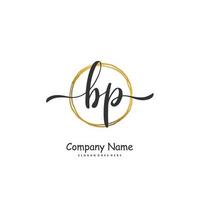 BP Initial handwriting and signature logo design with circle. Beautiful design handwritten logo for fashion, team, wedding, luxury logo. vector