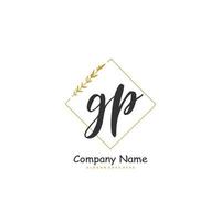 GP Initial handwriting and signature logo design with circle. Beautiful design handwritten logo for fashion, team, wedding, luxury logo. vector