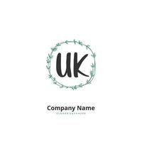 UK Initial handwriting and signature logo design with circle. Beautiful design handwritten logo for fashion, team, wedding, luxury logo. vector