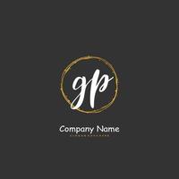 GP Initial handwriting and signature logo design with circle. Beautiful design handwritten logo for fashion, team, wedding, luxury logo. vector