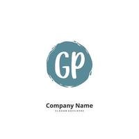 GP Initial handwriting and signature logo design with circle. Beautiful design handwritten logo for fashion, team, wedding, luxury logo. vector