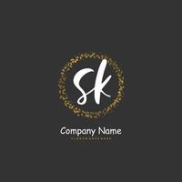 SK Initial handwriting and signature logo design with circle. Beautiful design handwritten logo for fashion, team, wedding, luxury logo. vector