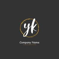 YK Initial handwriting and signature logo design with circle. Beautiful design handwritten logo for fashion, team, wedding, luxury logo. vector