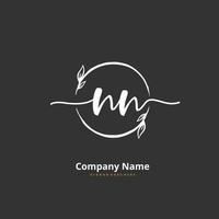 NN Initial handwriting and signature logo design with circle. Beautiful design handwritten logo for fashion, team, wedding, luxury logo. vector