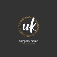 UK Initial handwriting and signature logo design with circle. Beautiful design handwritten logo for fashion, team, wedding, luxury logo. vector