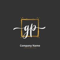 GP Initial handwriting and signature logo design with circle. Beautiful design handwritten logo for fashion, team, wedding, luxury logo. vector