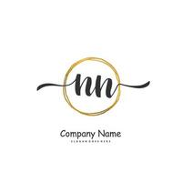 NN Initial handwriting and signature logo design with circle. Beautiful design handwritten logo for fashion, team, wedding, luxury logo. vector