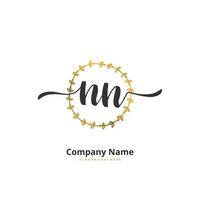 NN Initial handwriting and signature logo design with circle. Beautiful design handwritten logo for fashion, team, wedding, luxury logo. vector