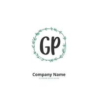 GP Initial handwriting and signature logo design with circle. Beautiful design handwritten logo for fashion, team, wedding, luxury logo. vector