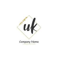 UK Initial handwriting and signature logo design with circle. Beautiful design handwritten logo for fashion, team, wedding, luxury logo. vector