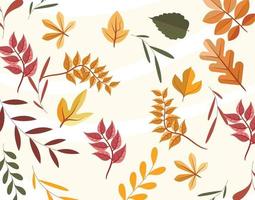 Autumn trees pattern, Leaf fall seamless background vector