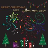 Abstract christmas and new year background with stars and fir tree. vector