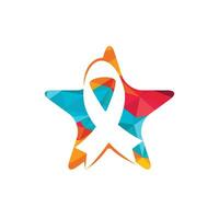 diseño de logotipo de vector de cinta de estrella rosa. símbolo de concientización sobre el cáncer de mama. octubre es el mes de la concientización sobre el cáncer de mama en el mundo.