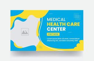 plantilla de portada de video de banner en miniatura de atención médica médica vector