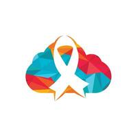 diseño de logotipo de vector de cinta de nube rosa. símbolo de concientización sobre el cáncer de mama. octubre es el mes de la concientización sobre el cáncer de mama en el mundo.