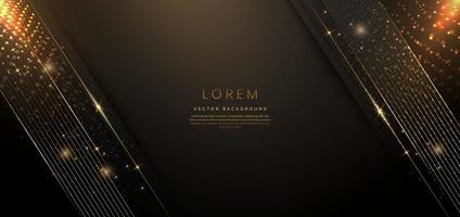 Abstract elegant dark background with golden line and lighting effect sparkle. vector