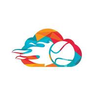 diseño de logotipo de vector de nube de tenis. concepto de logo de vector de deportes de tenis.