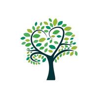 diseño abstracto del logotipo del vector del árbol del corazón. plantilla de diseño de vector de árbol de icono ecológico.