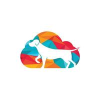 Ilustración de vector de diseño de logotipo de icono de perro y nube. plantilla de diseño de logotipo de vector veterinario.