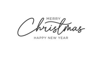 dibujado a mano elegante cepillo moderno letras de feliz navidad y feliz año nuevo aislado sobre fondo blanco. ilustración vectorial